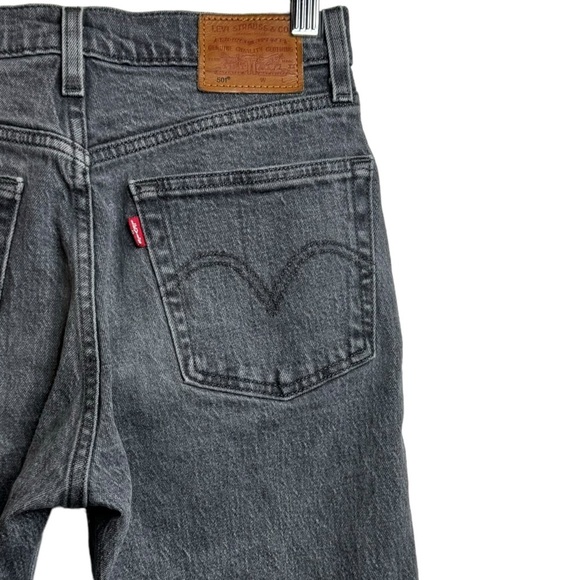 Levis 501 High Rise Straight Leg Faded Black Denim Raw Cut Off Hem Jeans 25 - Picture 12 of 16